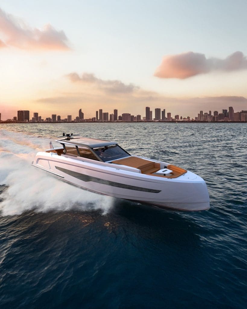 VQ70 dayboat on the water